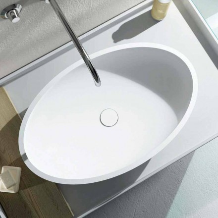 Lavabo da appoggio freestanding ovale prodotto in Italia, Frascati Viadurini