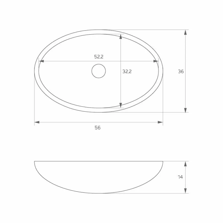 Lavabo da appoggio freestanding ovale prodotto in Italia, Frascati Viadurini