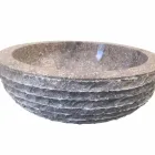 Lavabo da appoggio grigio in pietra naturale Finn, pezzo unico Viadurini