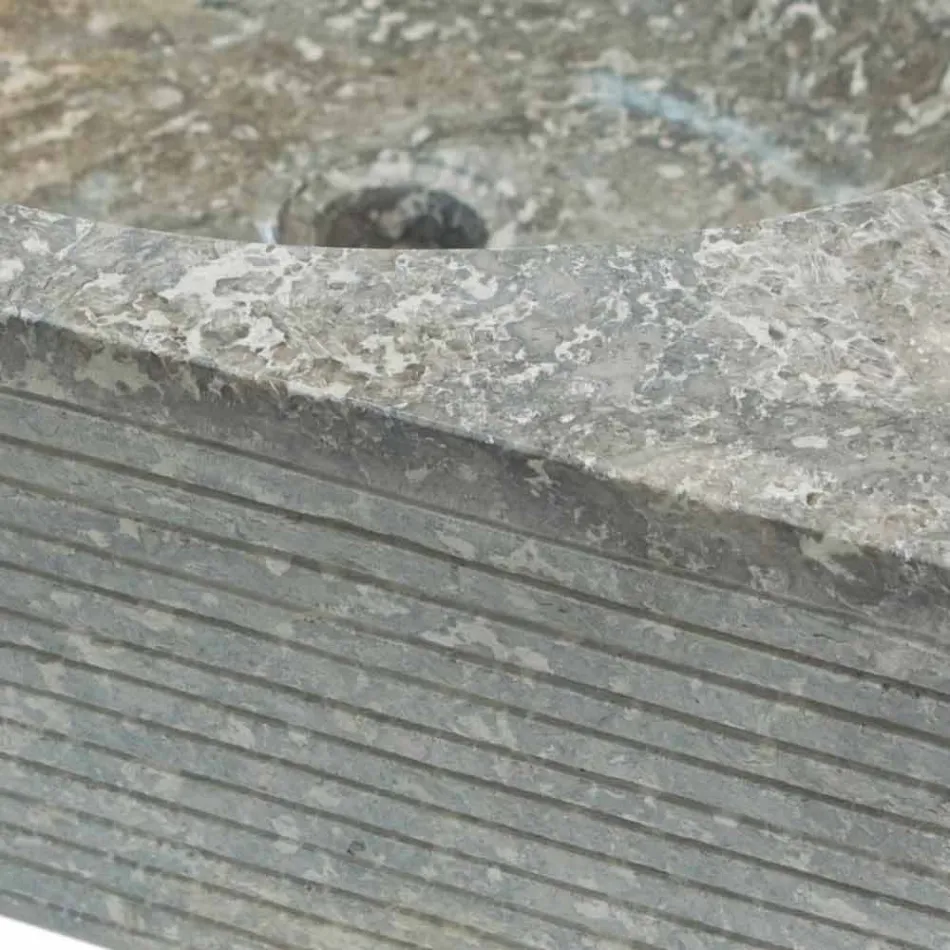 Lavabo da appoggio grigio in pietra naturale, pezzo unico Zor Viadurini