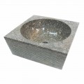 Lavabo da appoggio di design per bagno in pietra naturale grigia Zor