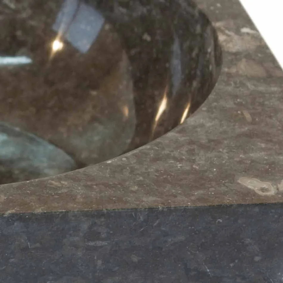 Lavabo da appoggio grigio quadrato in pietra naturale Jiny Viadurini