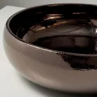 Lavabo da Appoggio in Argilla Raku Metallica Tornito a Mano - Prisma Viadurini