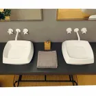 Lavabo da appoggio in ceramica bianca di design made in Italy Simon Viadurini