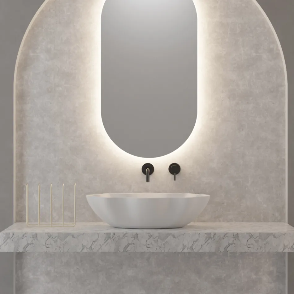 Lavabo da Appoggio in Ceramica Colorata Diverse Finiture L 65 cm  - Cubo Viadurini