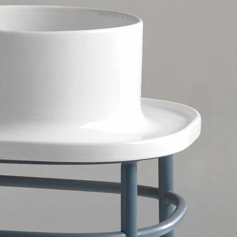 Lavabo da appoggio in ceramica completo di base metallica Marta Viadurini