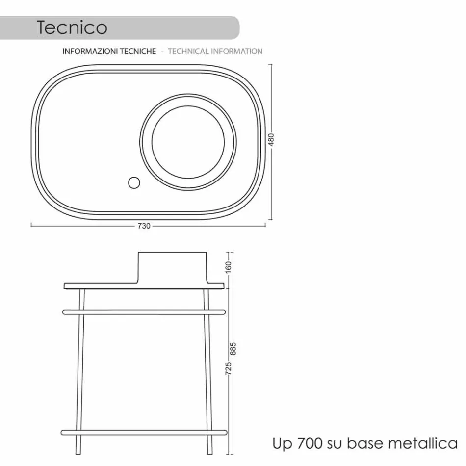 Lavabo da appoggio in ceramica completo di base metallica Marta Viadurini