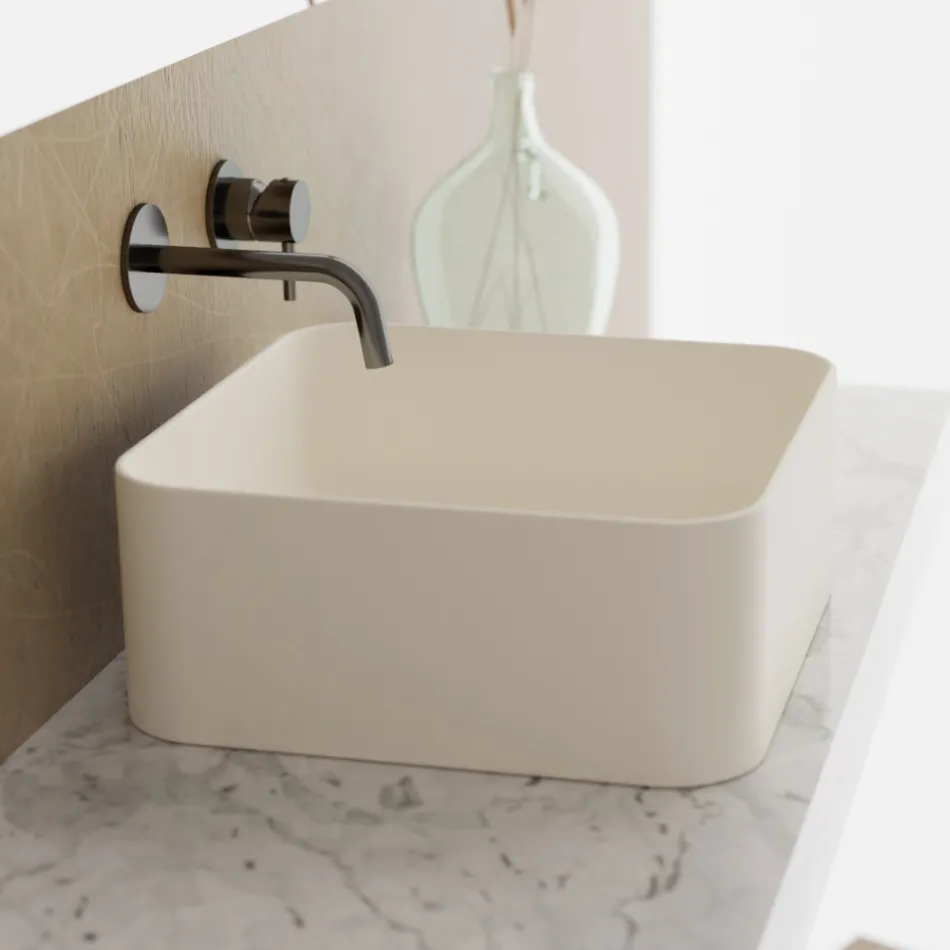 Lavabo da Appoggio in Ceramica con Piletta Compresa Made in Italy - Scatola Viadurini