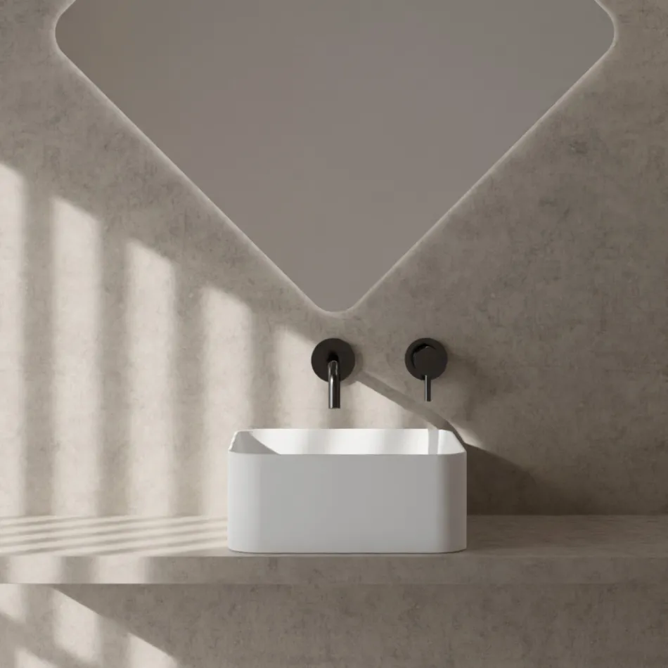Lavabo da Appoggio in Ceramica con Piletta Compresa Made in Italy - Scatola Viadurini