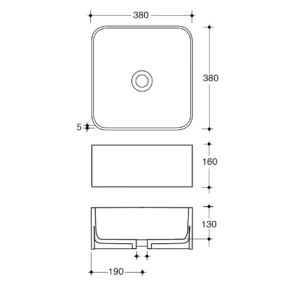 Lavabo da Appoggio in Ceramica con Piletta Compresa Made in Italy - Scatola Viadurini
