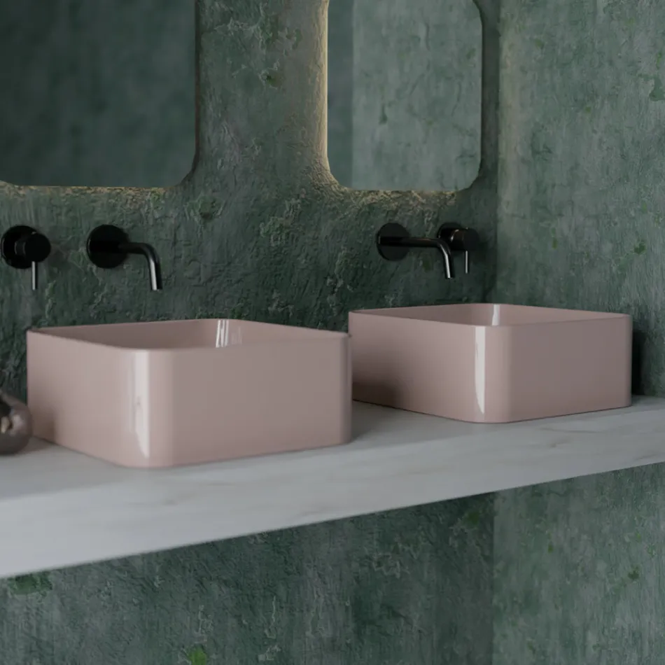 Lavabo da Appoggio in Ceramica con Piletta Compresa Made in Italy - Scatola Viadurini