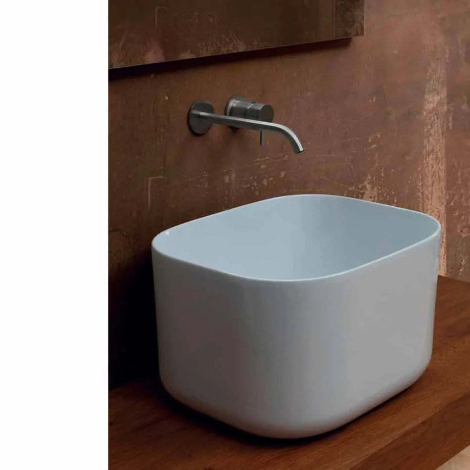 Lavabo da appoggio in ceramica design moderno Star Rectangular 50x40cm Viadurini