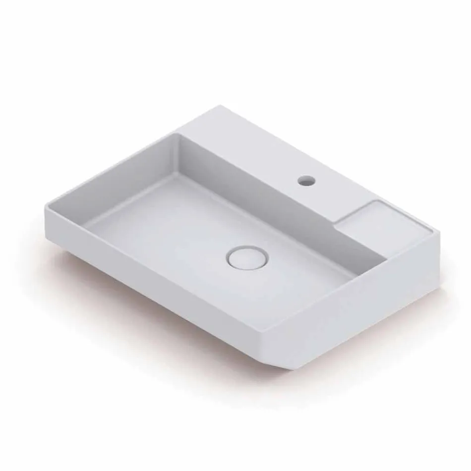 Lavabo da appoggio in ceramica di design fatto in Italia, Viviano Viadurini