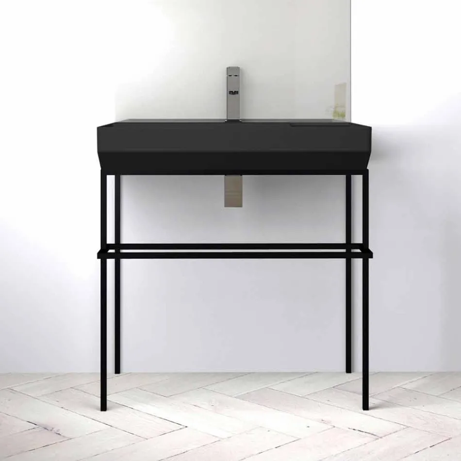 Lavabo da appoggio in ceramica di design fatto in Italia, Viviano Viadurini