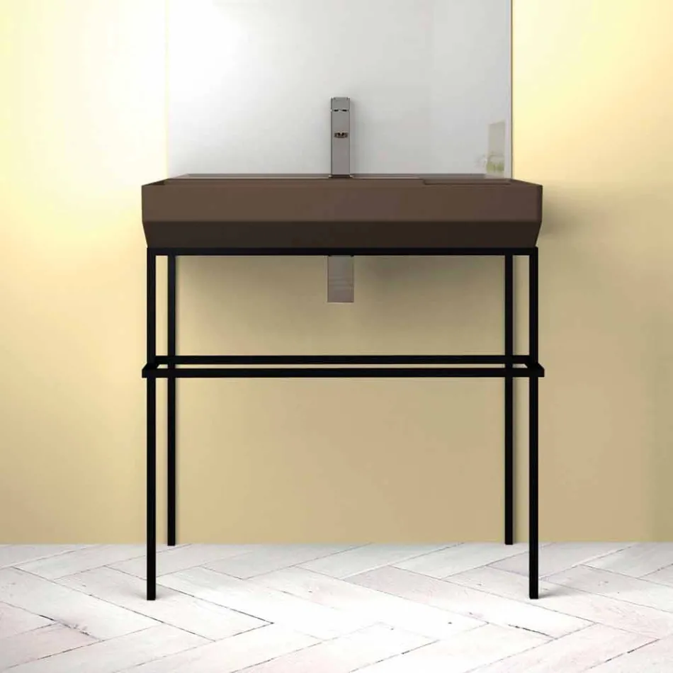 Lavabo da appoggio in ceramica di design fatto in Italia, Viviano Viadurini