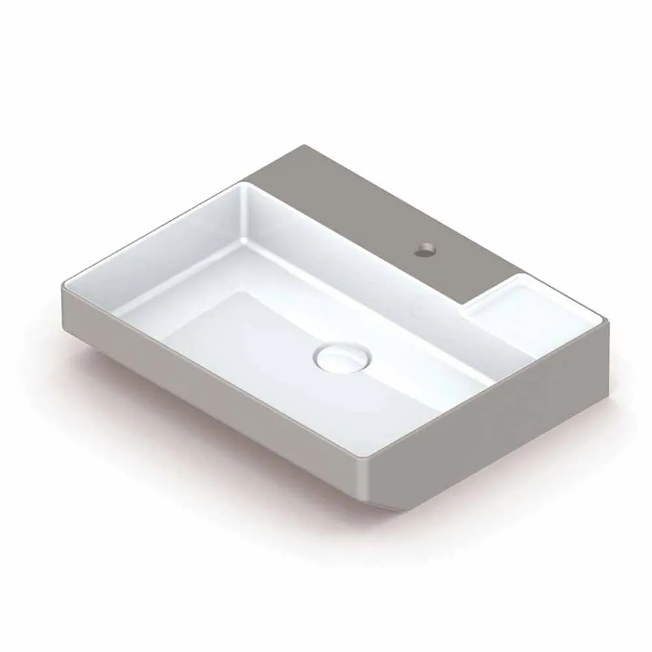 Lavabo da appoggio in ceramica di design fatto in Italia, Viviano Viadurini