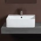 Lavabo da Appoggio in Ceramica e Foro Rubinetteria Design Moderno - Papavero Viadurini