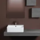 Lavabo da Appoggio in Ceramica e Foro Rubinetteria Design Moderno - Papavero Viadurini