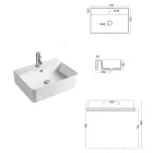 Lavabo da Appoggio in Ceramica e Foro Rubinetteria Design Moderno - Papavero Viadurini