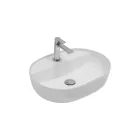 Lavabo da Appoggio in Ceramica e Foro Rubinetteria Design Moderno - Papavero Viadurini