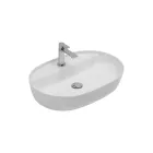 Lavabo da Appoggio in Ceramica e Foro Rubinetteria Design Moderno - Papavero Viadurini