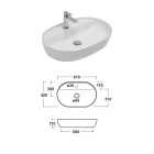 Lavabo da Appoggio in Ceramica e Foro Rubinetteria Design Moderno - Papavero Viadurini