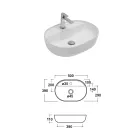 Lavabo da Appoggio in Ceramica e Foro Rubinetteria Design Moderno - Papavero Viadurini