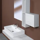 Lavabo da Appoggio in Ceramica e Foro Rubinetteria Design Moderno - Papavero Viadurini