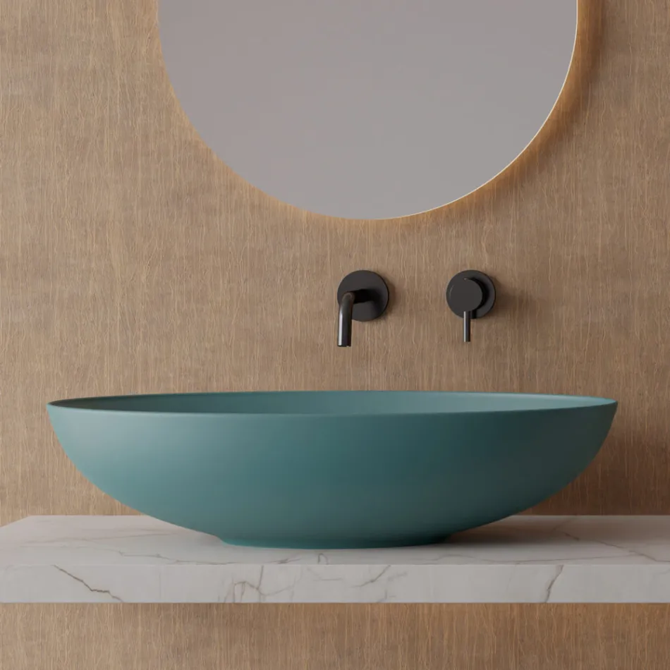 Lavabo da Appoggio in Ceramica Lucida o Opaca Made in Italy - Ferry Viadurini