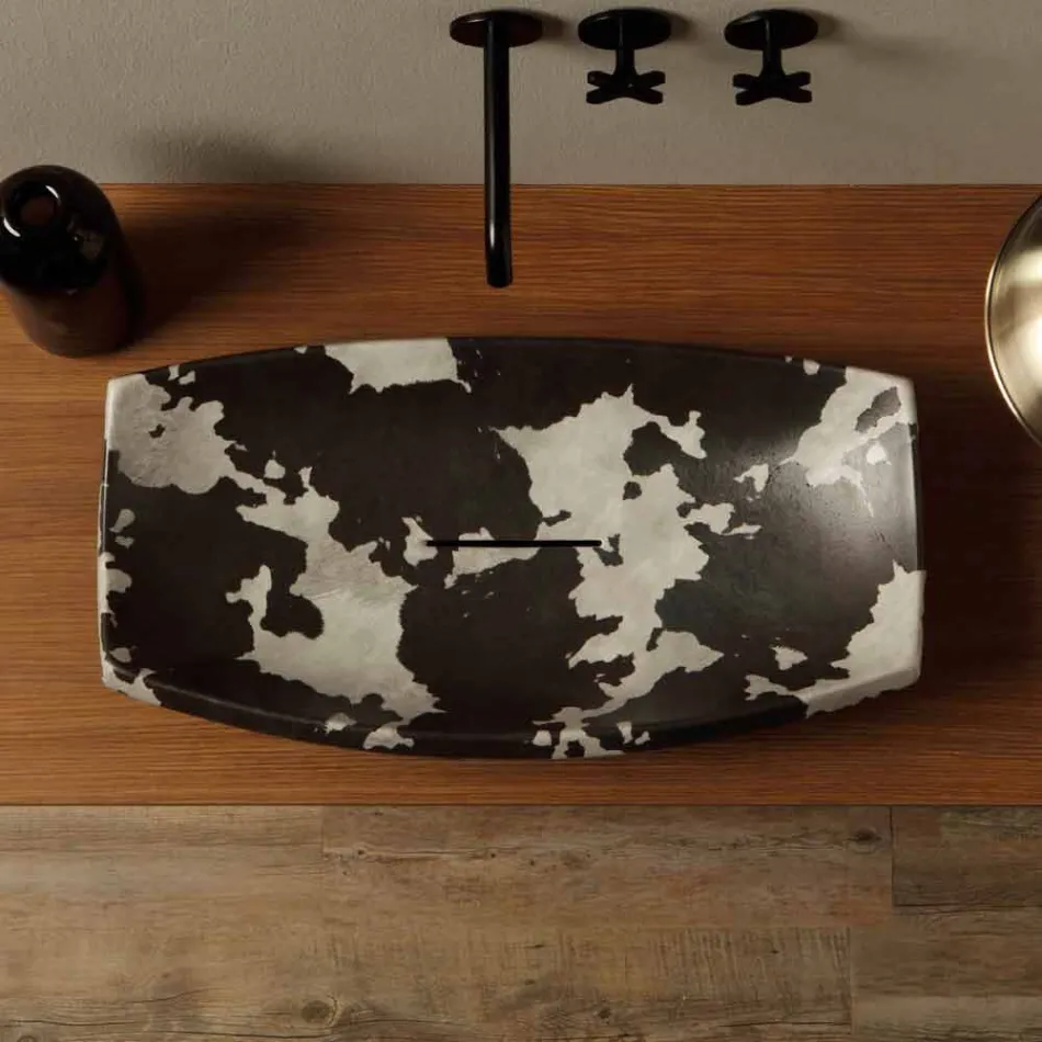 Lavabo da appoggio in ceramica maculato di design made in Italy Laura Viadurini