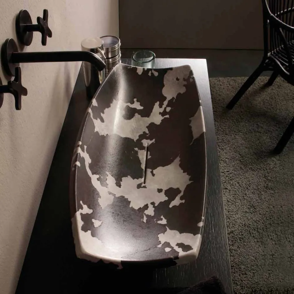 Lavabo da appoggio in ceramica maculato di design made in Italy Laura Viadurini