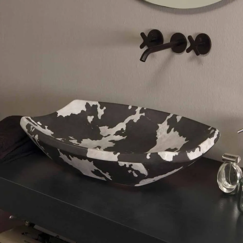 Lavabo da appoggio in ceramica maculato di design made in Italy Laura Viadurini