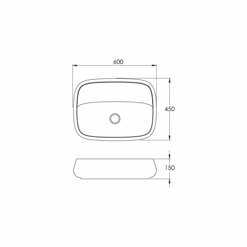 Lavabo da appoggio in ceramica moderno made in Italy, Gaiola Viadurini