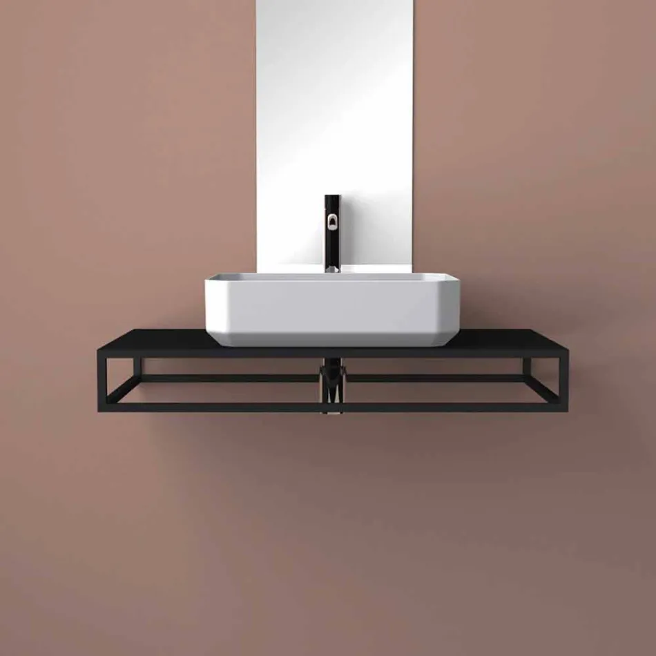Lavabo da appoggio in ceramica moderno prodotto in Italia, Zulimo Viadurini