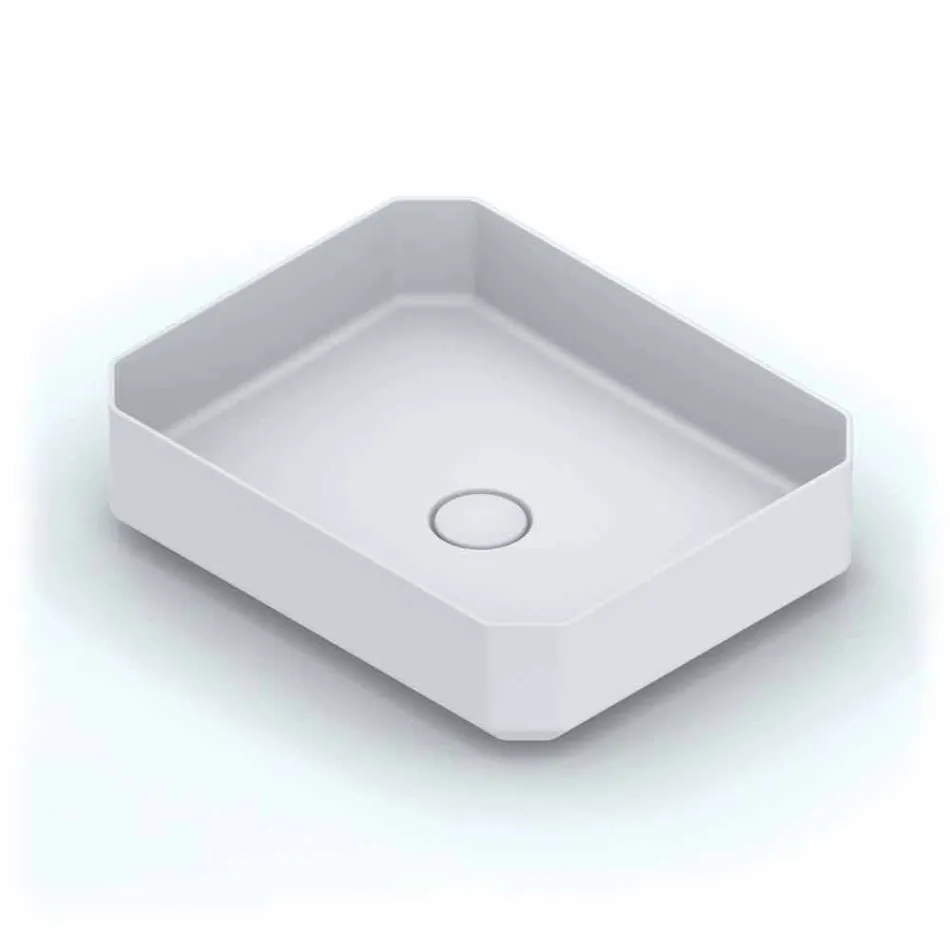 Lavabo da appoggio in ceramica moderno prodotto in Italia, Zulimo Viadurini