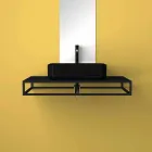 Lavabo da appoggio in ceramica moderno prodotto in Italia, Zulimo Viadurini