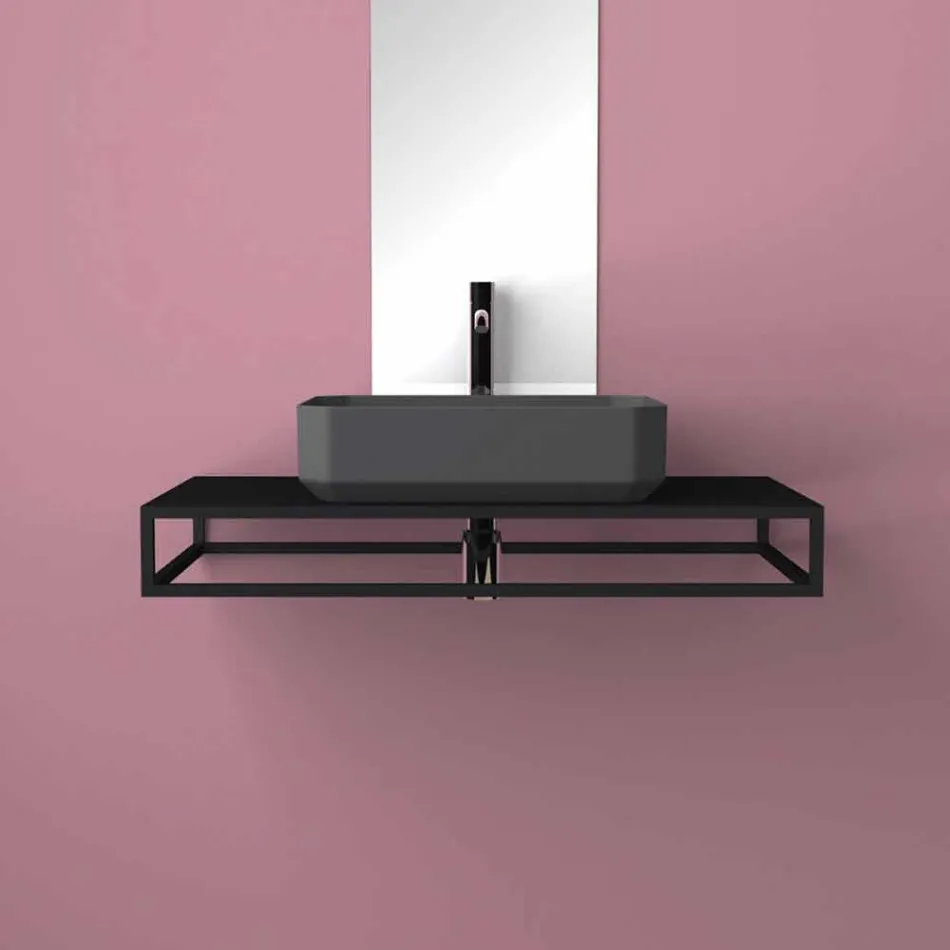 Lavabo da appoggio in ceramica moderno prodotto in Italia, Zulimo Viadurini
