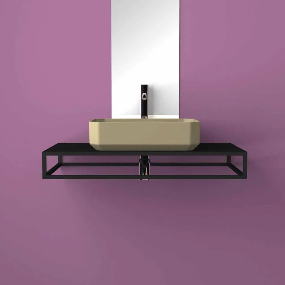 Lavabo da appoggio in ceramica moderno prodotto in Italia, Zulimo Viadurini