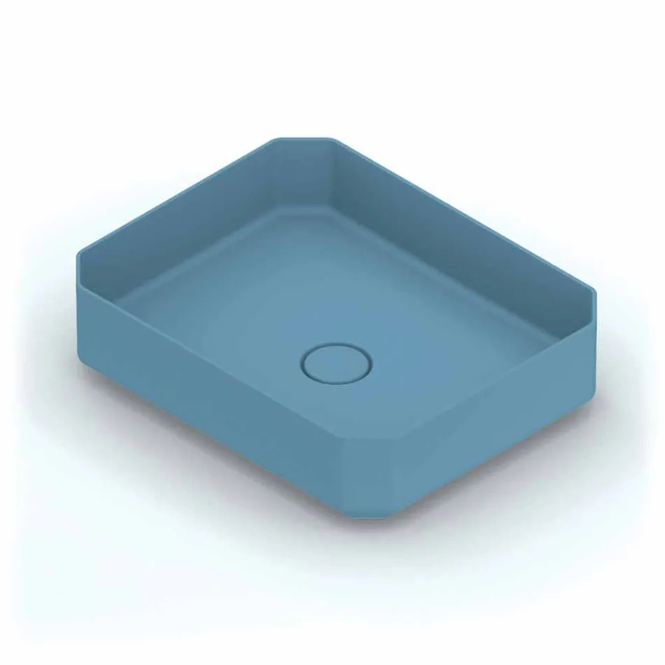 Lavabo da appoggio in ceramica moderno prodotto in Italia, Zulimo Viadurini