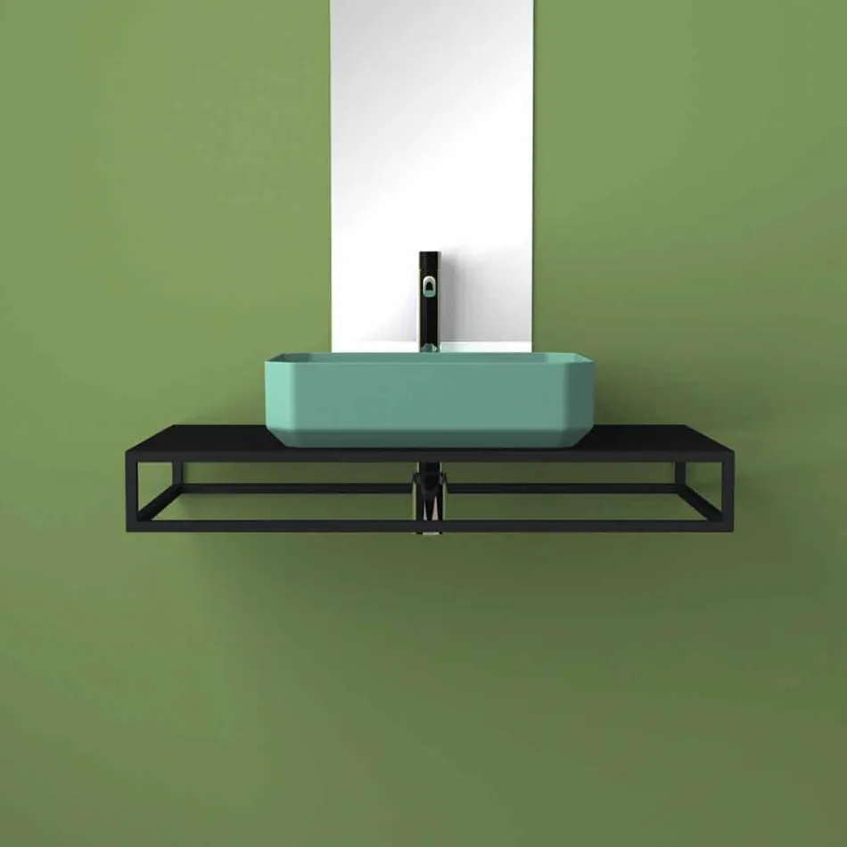 Lavabo da appoggio in ceramica moderno prodotto in Italia, Zulimo Viadurini