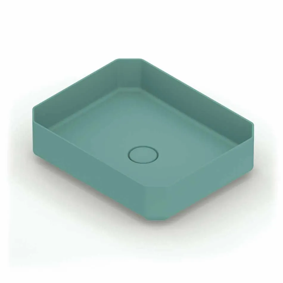 Lavabo da appoggio in ceramica moderno prodotto in Italia, Zulimo Viadurini