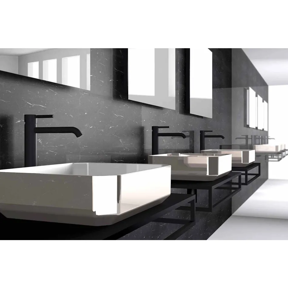 Lavabo da appoggio in ceramica moderno prodotto in Italia, Zulimo Viadurini