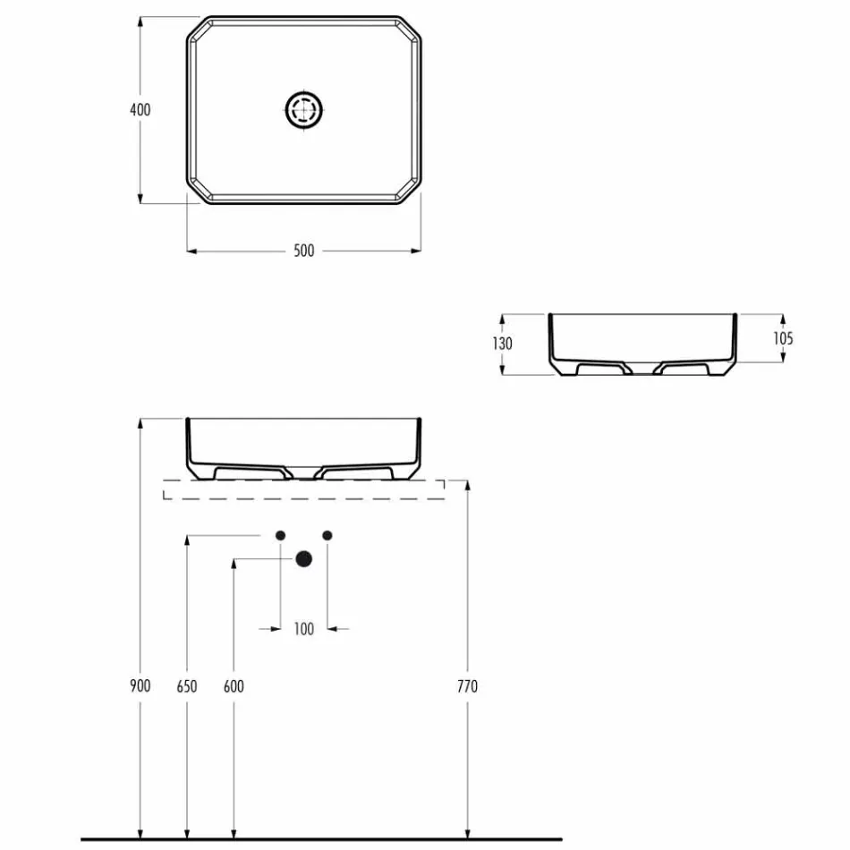 Lavabo da appoggio in ceramica moderno prodotto in Italia, Zulimo Viadurini