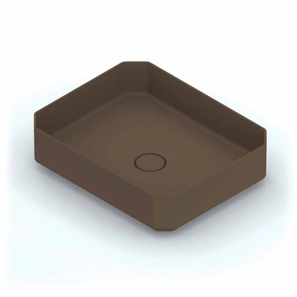 Lavabo da appoggio in ceramica moderno prodotto in Italia, Zulimo Viadurini