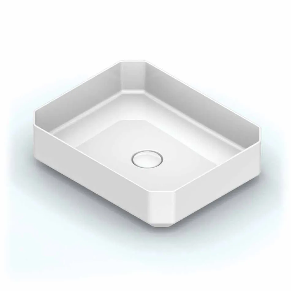 Lavabo da appoggio in ceramica moderno prodotto in Italia, Zulimo Viadurini