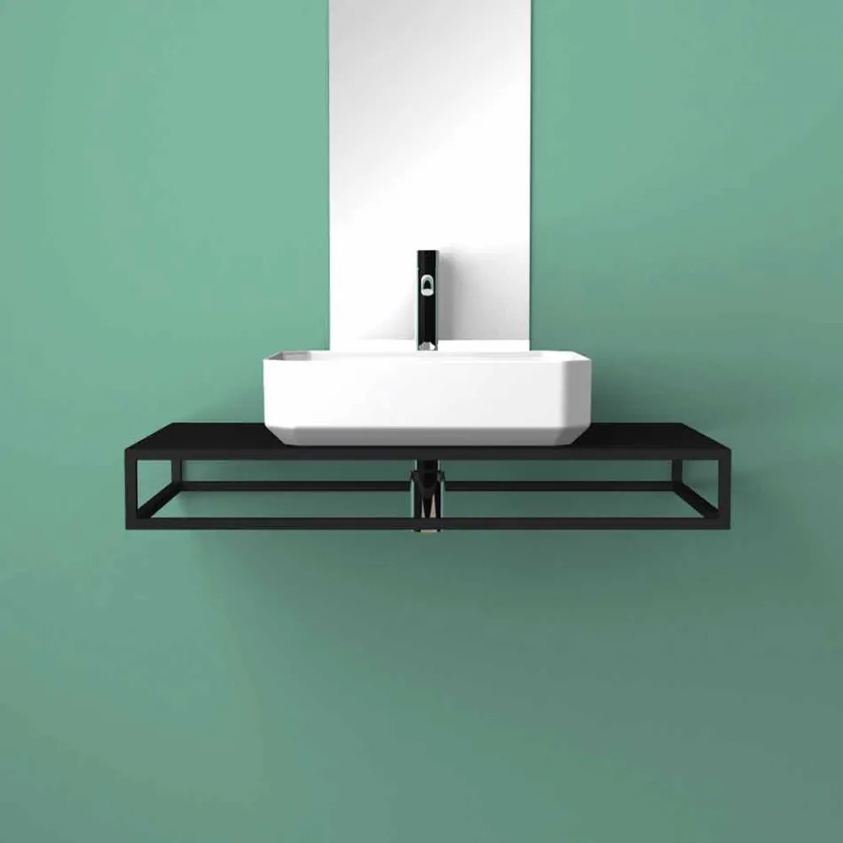 Lavabo da appoggio in ceramica moderno prodotto in Italia, Zulimo Viadurini
