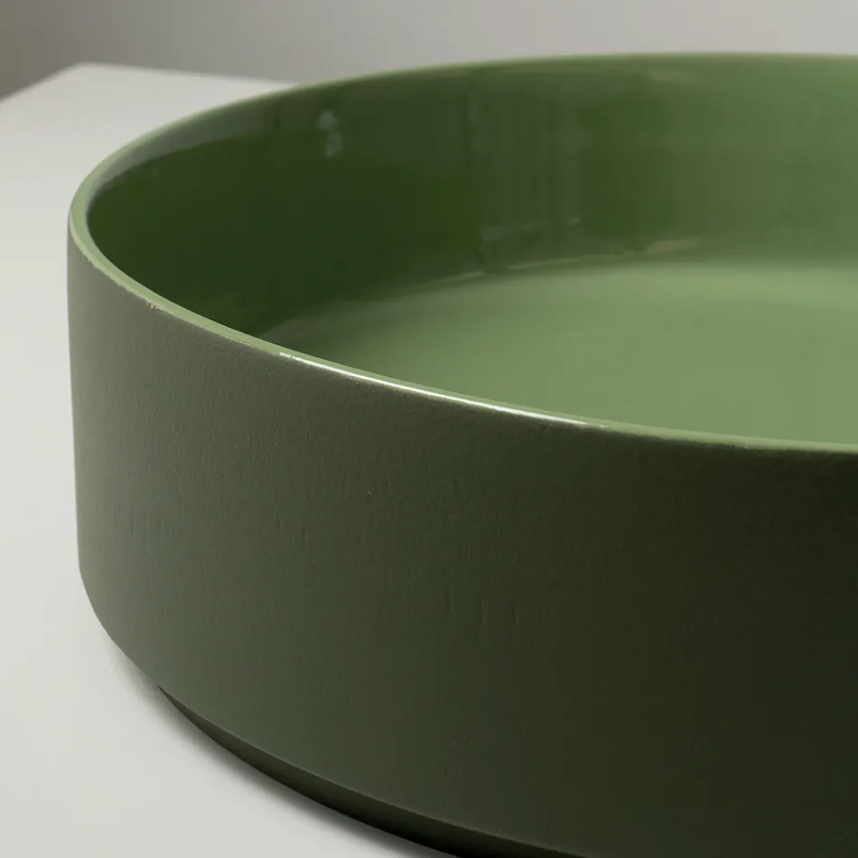 Lavabo da Appoggio in Gres Porcellanato Tornito a Mano Made in Italy - Halo Viadurini