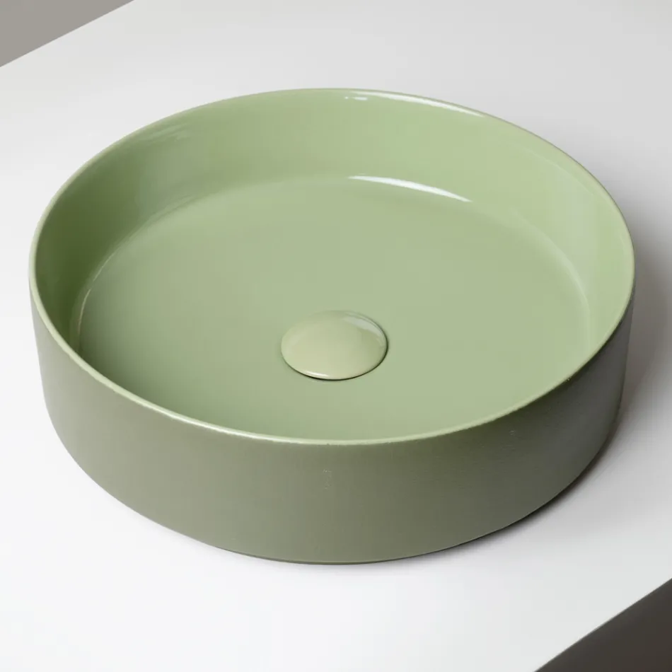 Lavabo da Appoggio in Gres Porcellanato Tornito a Mano Made in Italy - Halo Viadurini