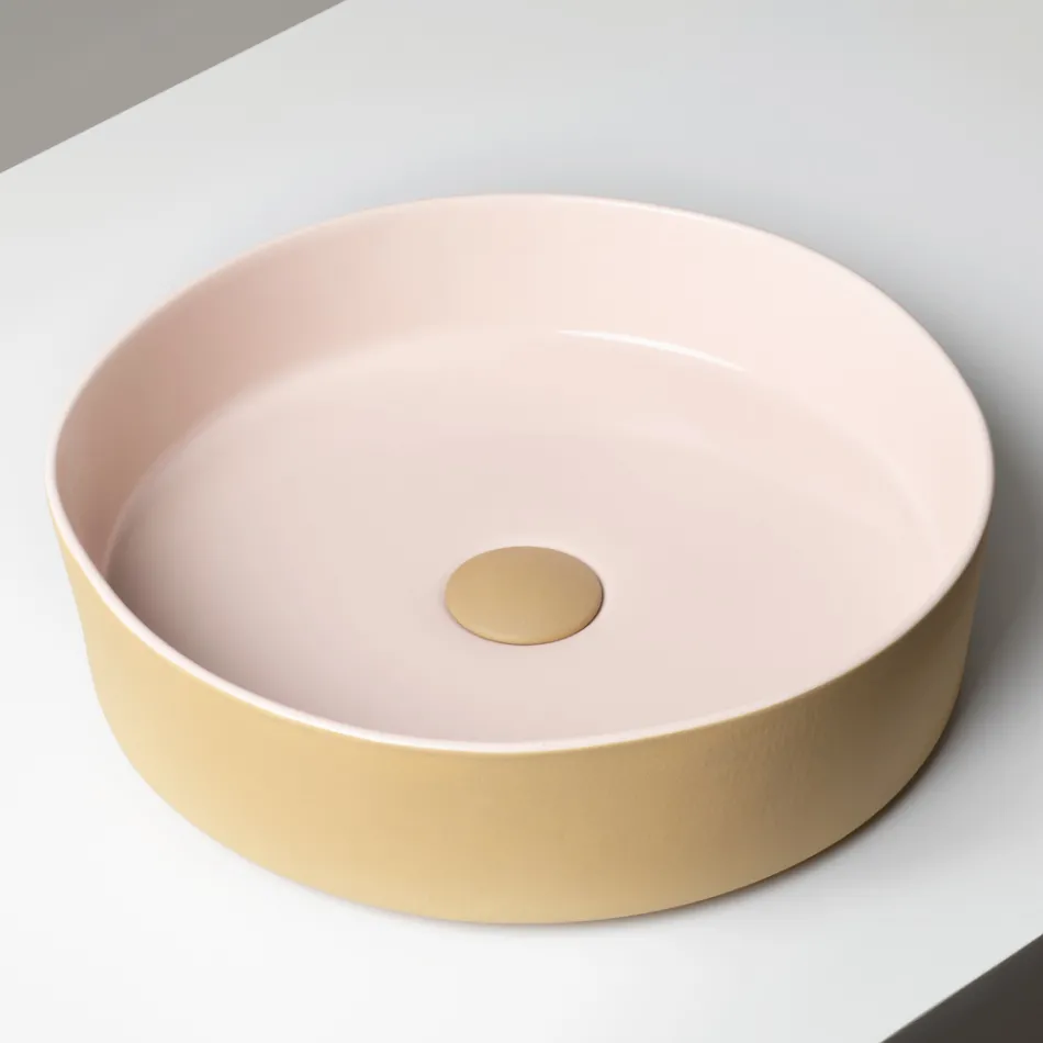Lavabo da Appoggio in Gres Porcellanato Tornito a Mano Made in Italy - Halo Viadurini