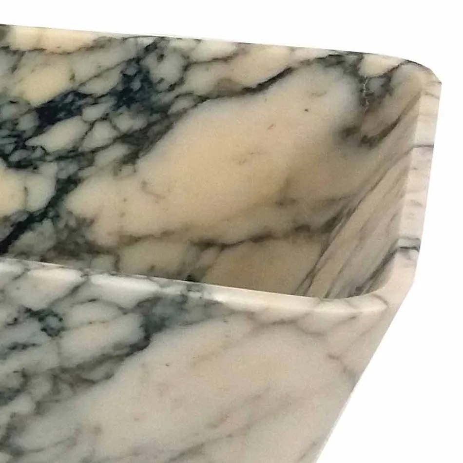 Lavabo da Appoggio in Marmo Paonazzo Design Squadrato Made in Italy - Karpa Viadurini